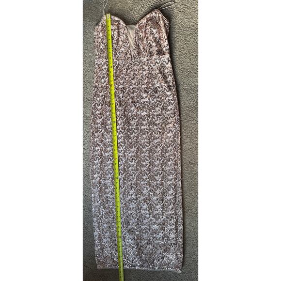 Adrianna Papell Maxi Dress Pink Sequin Formal Gown Blush Pink V Neck Prom Dress - Picture 4 of 5